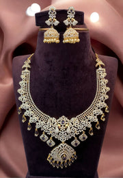 Beautiful Gj polish short necklace with purple stone and uncut stone -pairing with beautiful earrings